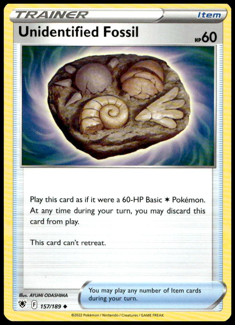Rare Fossil Pokémon card from Astral Radiance 2022, vibrant artwork, card #157/189.
