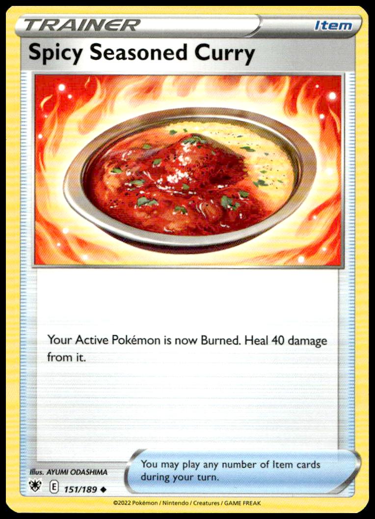 Spicy Seasoned Curry Pokémon Card, Astral Radiance 2022, #151/189, boosts gameplay with vibrant design.