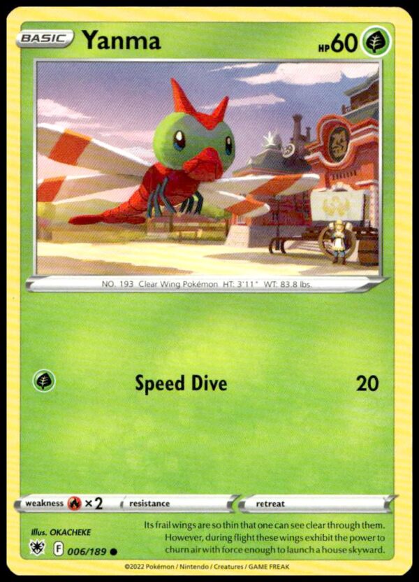 Yanma Astral Radiance Pokémon Card 2022: Vibrant Artwork, #006/189, Sword & Shield Series.