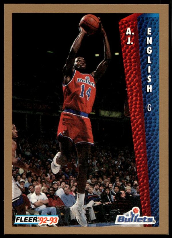 A.J. English 1992-93 Fleer Basketball Card #232 featuring NBA action and stats.