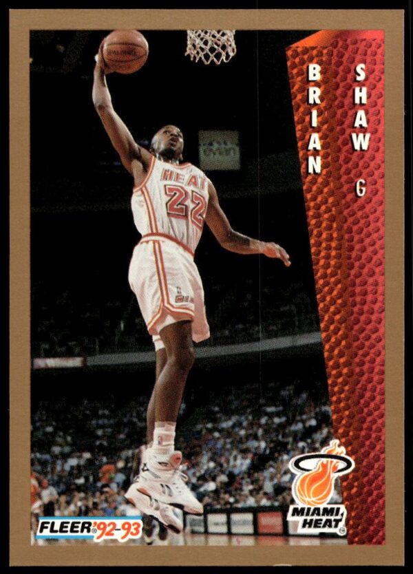 Brian Shaw 1992-93 Fleer card showing Orlando Magic action scene.