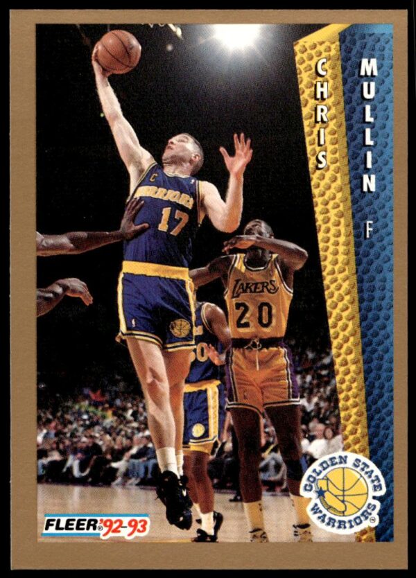 Chris Mullin 1992-93 Fleer basketball card #77, Golden State Warriors action shot.