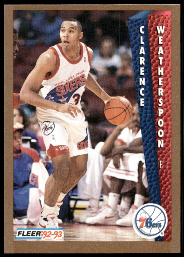 1992 Fleer Clarence Weatherspoon Card #40, action shot in team uniform.