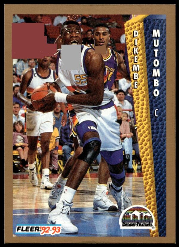 Dikembe Mutombo 1992-93 Fleer Card #60, Denver Nuggets, Defensive Action.