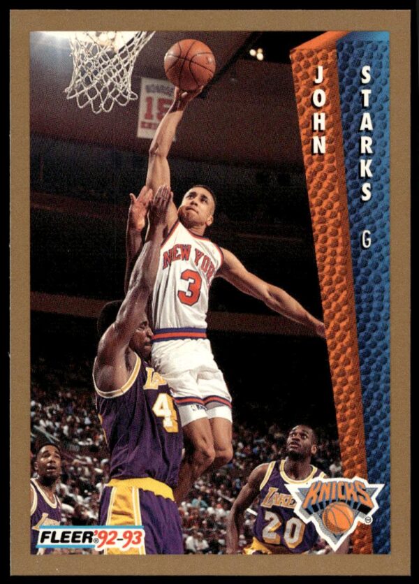 Front of 1992-93 Fleer John Starks Basketball Card #36, New York Knicks Star.