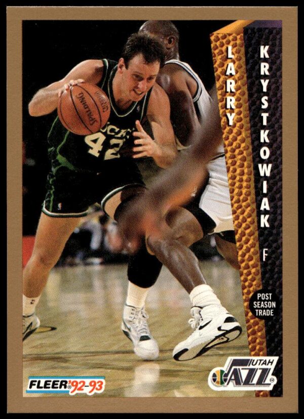 Larry Krystkowiak 1992-93 Fleer Card #223 in NBA action pose.