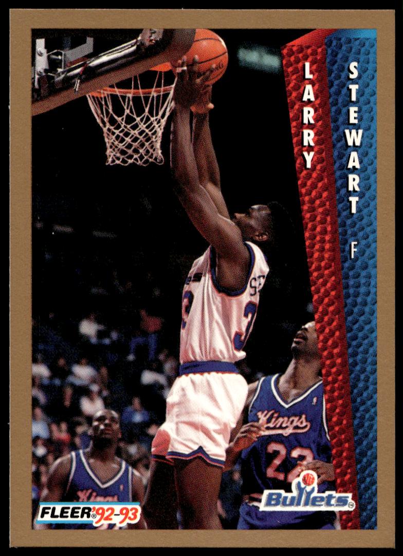 Larry Stewart 1992-93 Fleer Basketball Card #235, featuring action shot and stats.