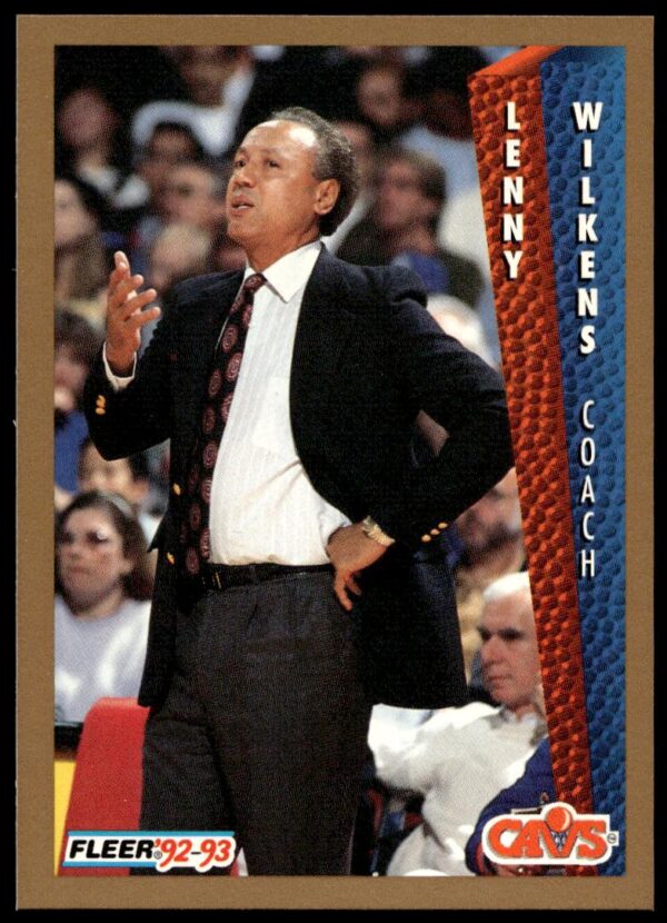 1992 Fleer Lenny Wilkens Basketball Card #45, featuring him in a coaching stance.