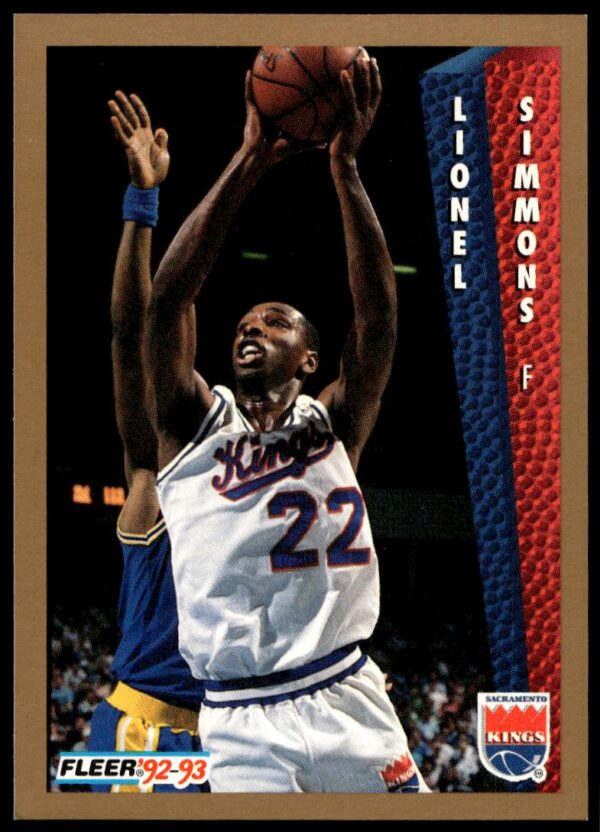 Lionel Simmons 1992-93 Fleer card, Sacramento Kings, NBA career highlights.