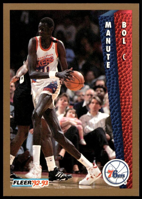 Manute Bol 1992-93 Fleer #167, NBA action in team uniform. Ideal for collectors.