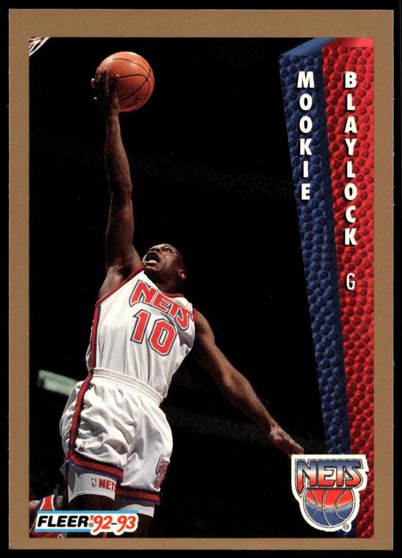 Mookie Blaylock 1992-93 Fleer card, #141, featuring action shot in team uniform.