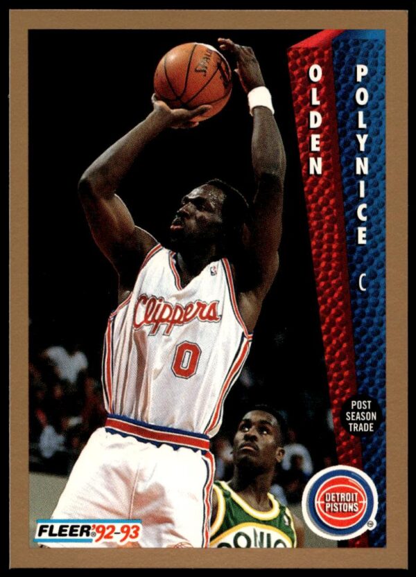 Olden Polynice Fleer 1992-93 Basketball Card #65 in Sacramento Kings uniform.