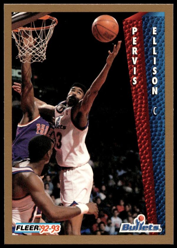 Pervis Ellison 1992-93 Fleer Card #231, basketball action shot, stats highlighted.
