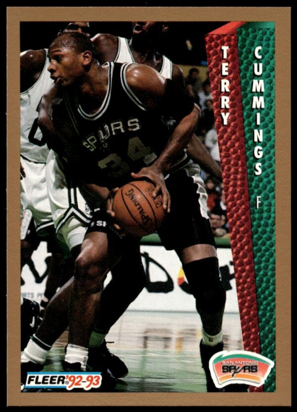 Terry Cummings in action, 1992-93 Fleer Card #203, San Antonio Spurs.