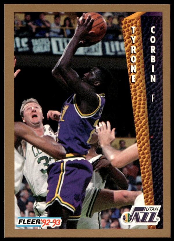 Tyrone Corbin 1992-93 Fleer Basketball Card #220 featuring player stats and classic design.