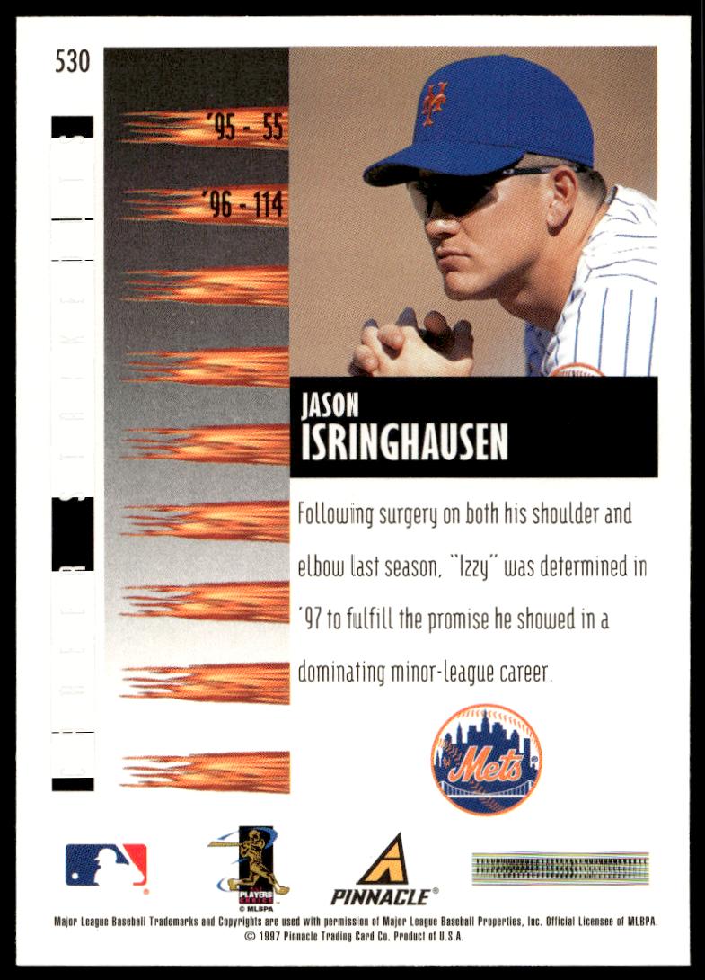 1997 Pinnacle Score Jason Isringhausen #HR530 (Back)
