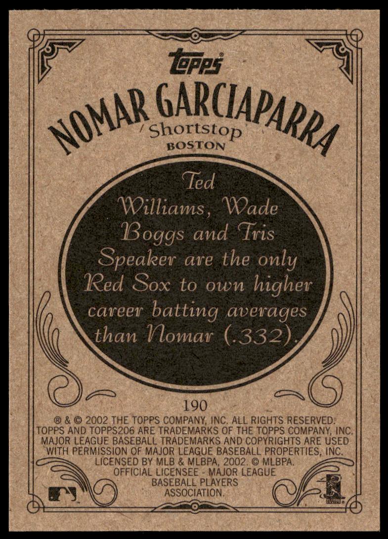 2002 Topps 206 Nomar Garciaparra #190 (Back)