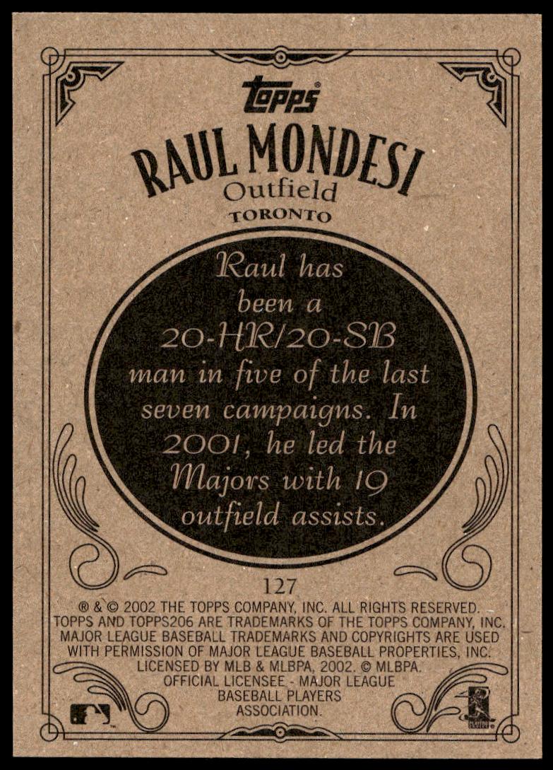 2002 Topps 206 Raul Mondesi #127 (Back)