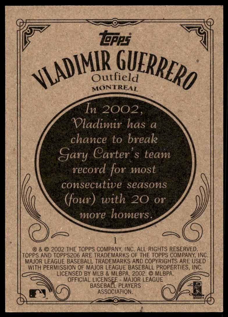 2002 Topps 206 Vladimir Guerrero #1 (Back)
