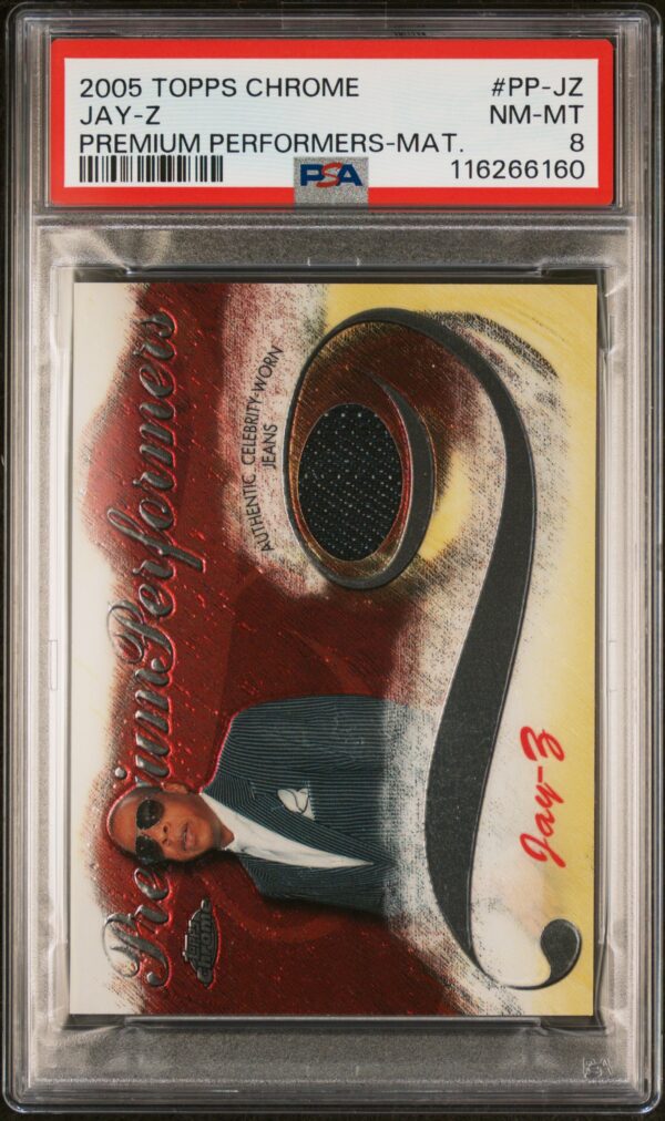 2005 Topps Chrome Jay-Z Limited Edition Card, PSA 8, Rare Collectible.