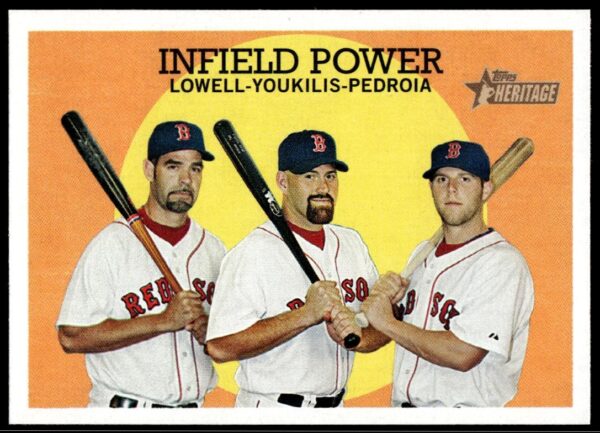2008 Topps Heritage Infield Power (Mike Lowell / Kevin Youkilis / Dustin Pedroia) #392 (Front)