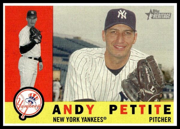 2009 Topps Heritage Andy Pettitte (Error on Front - Pettitte Mispelled) #35 (Front)