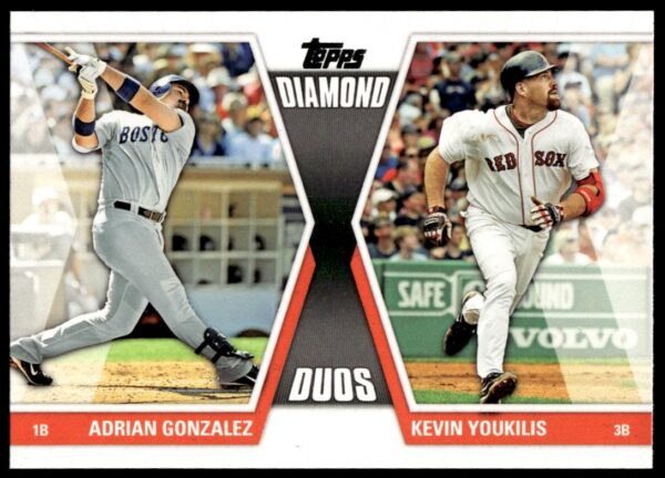 2011 Topps Series 2 Adrian Gonzalez / Kevin Youkilis Diamond Duos #DD-10 (Front)
