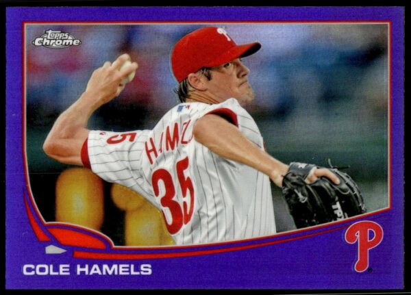 2013 Topps Chrome Cole Hamels Purple Prism Refractor #76 (Front)