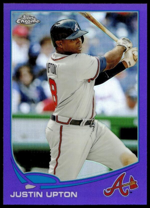 2013 Topps Chrome Justin Upton Purple Prism Refractor #143 (Front)