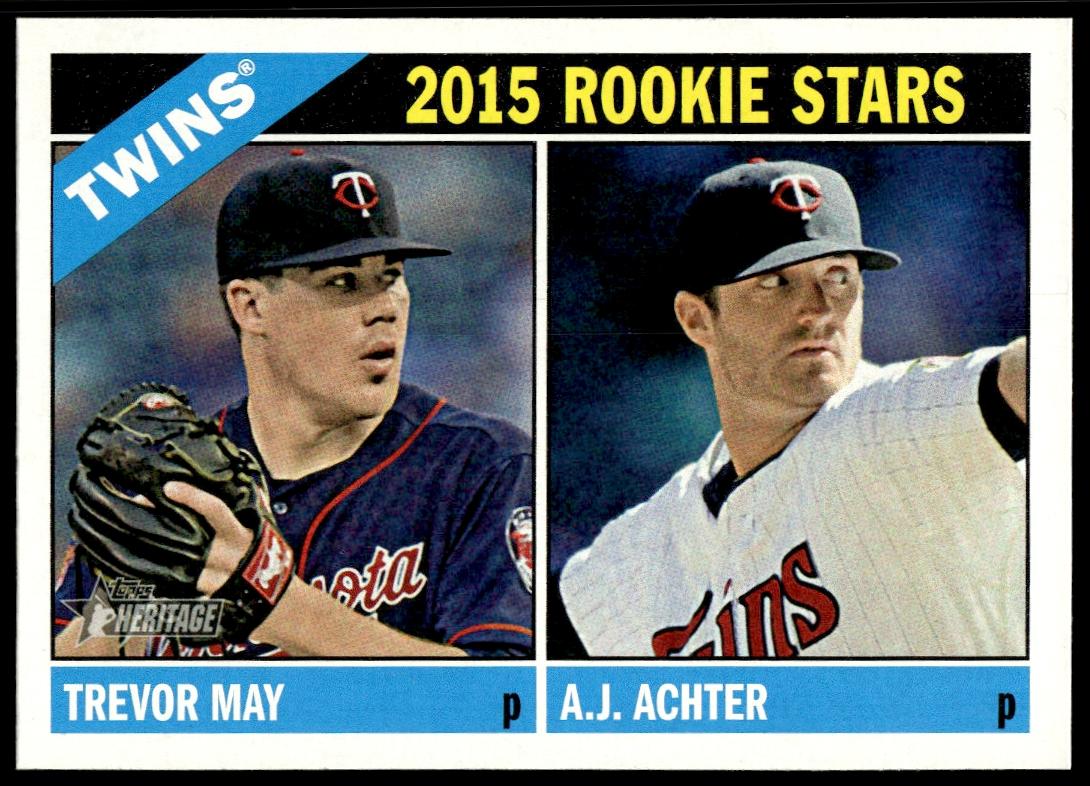2015 Topps Heritage Trevor May / A.J. Achter #264 (Front)