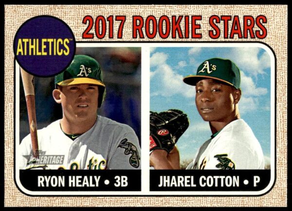 2017 Topps Heritage Ryon Healy / Jharel Cotton #199 (Front)