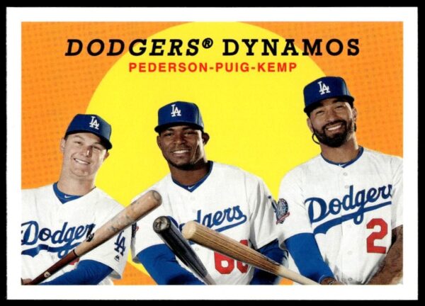 2018 Topps Archives Dodgers Dynamos (Joc Pederson / Matt Kemp / Yasiel Puig) #309 (Front)