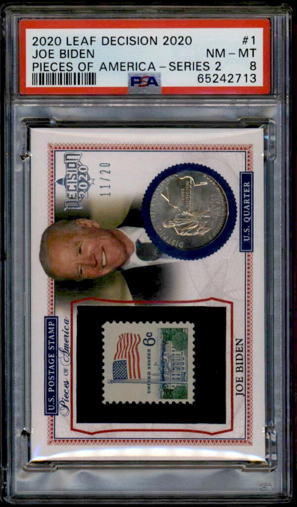 Joe Biden 2020 Leaf Card, Limited Edition, PSA 8, Pieces of America Design.
