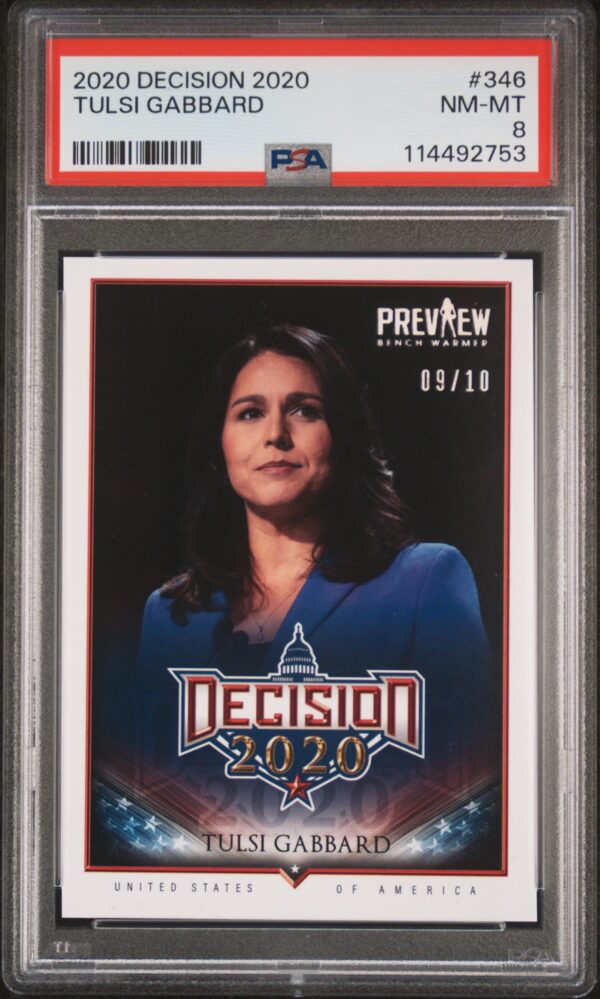 Rare 2020 Tulsi Gabbard trading card, PSA 8, limited edition of 10 copies.