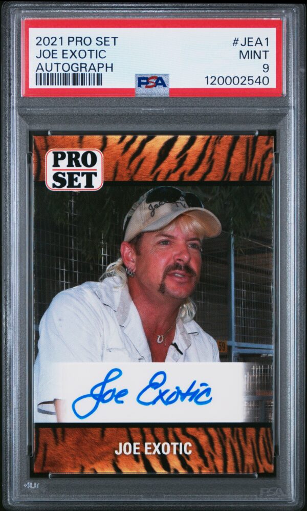 Joe Exotic signed card, 2021 Leaf Pro Set, PSA 9 grade, card #JEA1.