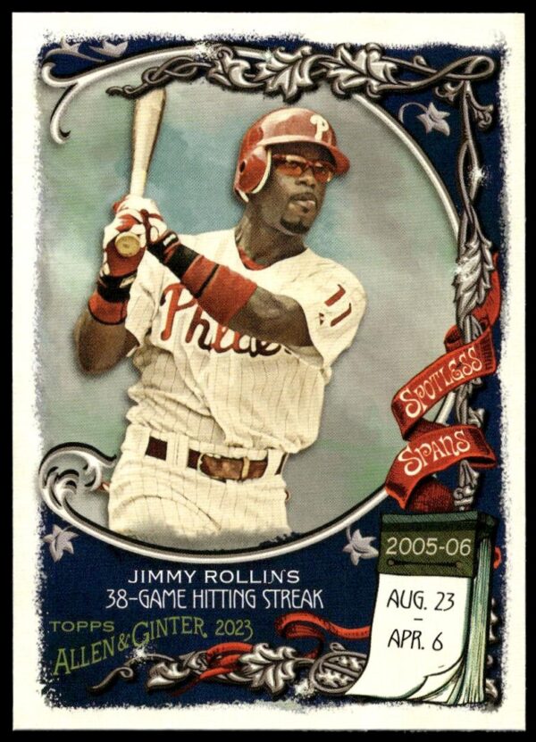 2023 Topps Allen & Ginter Jimmy Rollins Spotless Spans #SS-19 (Front)