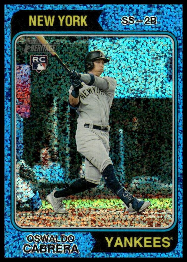 2023 Topps Heritage Oswaldo Cabrera Blue Sparkle #135 (Front)