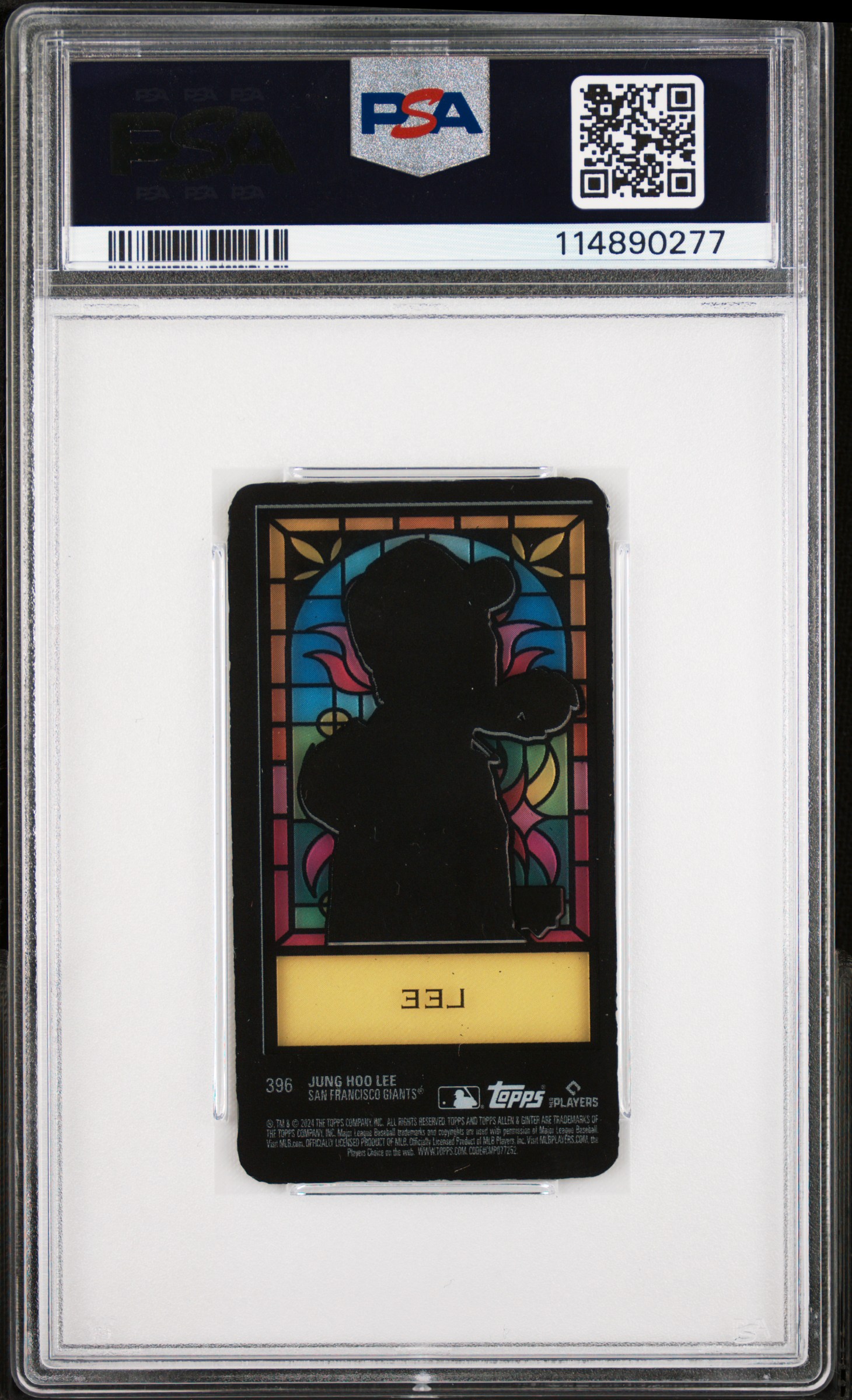 2024 Jung Hoo Lee Mini Stained Glass Card Back, PSA 8, Topps Allen & Ginter #396.