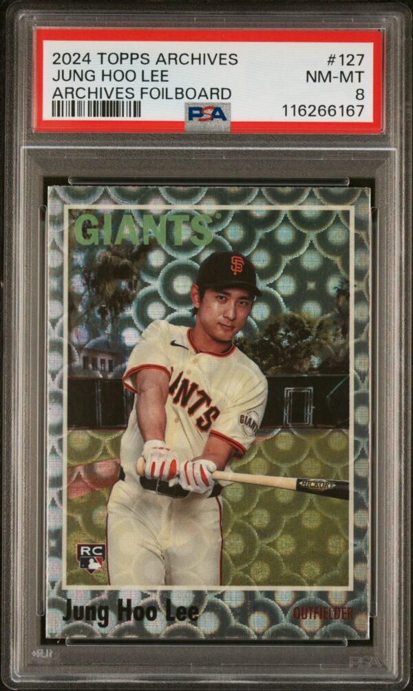 2024 Topps Archives Jung Hoo Lee Foilboard Card #127 PSA 8 Front View