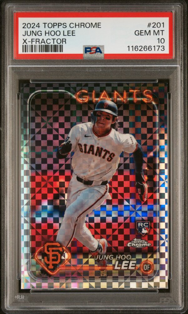 PSA 10 Jung Hoo Lee 2024 Topps Chrome X-Fractor Card #201 Front View