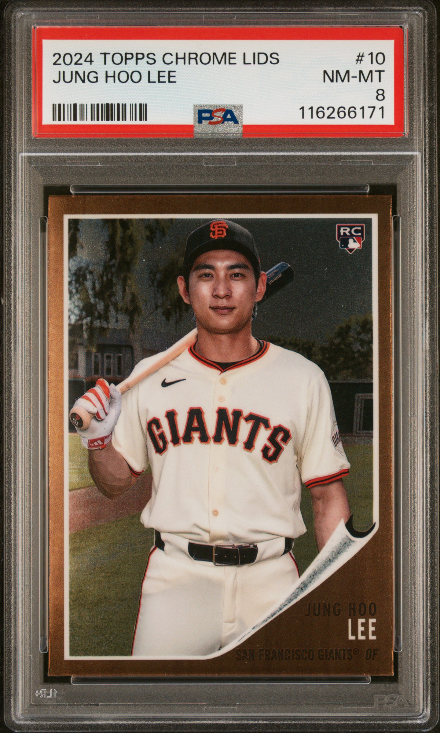 PSA 8 Jung Hoo Lee 2024 Topps Chrome Card Front #10.
