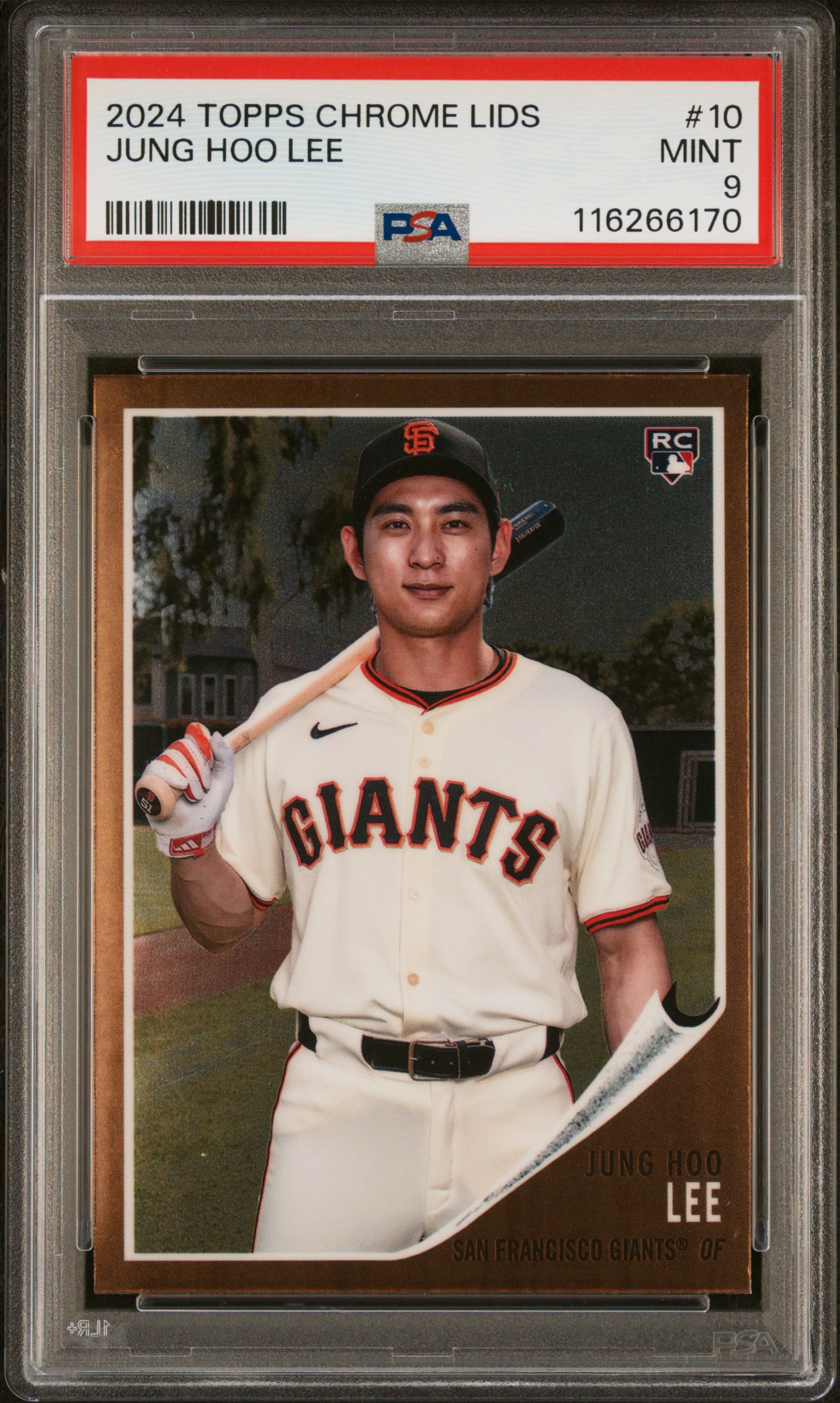 2024 Topps Chrome Jung Hoo Lee Card #10, PSA 9, Mitchell & Ness Edition.
