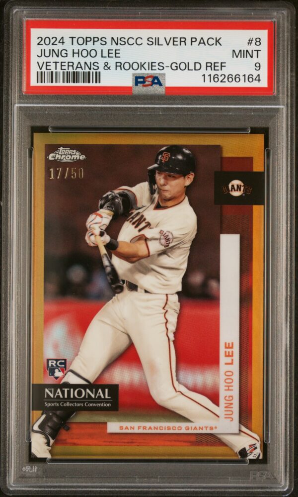 2024 Topps Gold Refractor Jung Hoo Lee card #8 of 50, PSA 9.