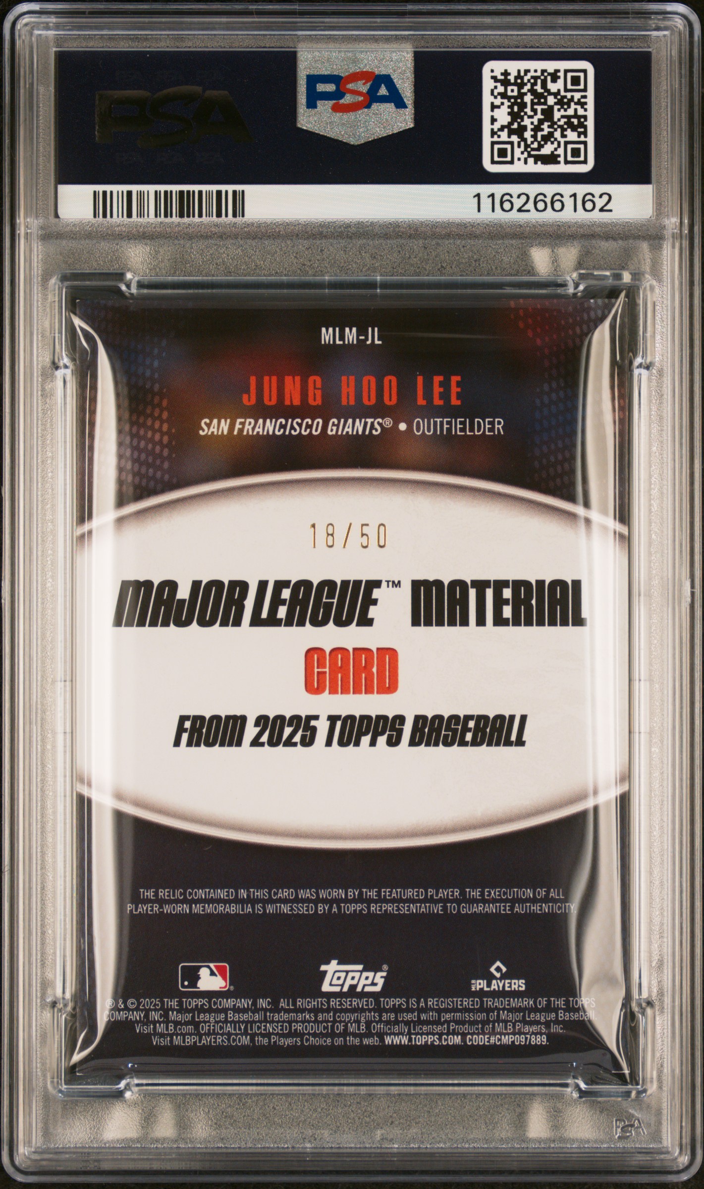 2025 Topps Jung Hoo Lee Gold Card Back (PSA 4) Limited Edition /50.