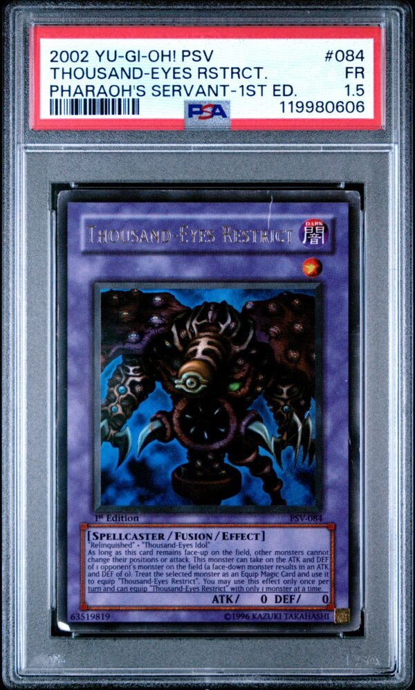 2002 Yu-Gi-Oh! Pharaoh's Servant Thousand-Eyes Restrict 1st Edition #PSV-084 (PSA 1.5) (Front)