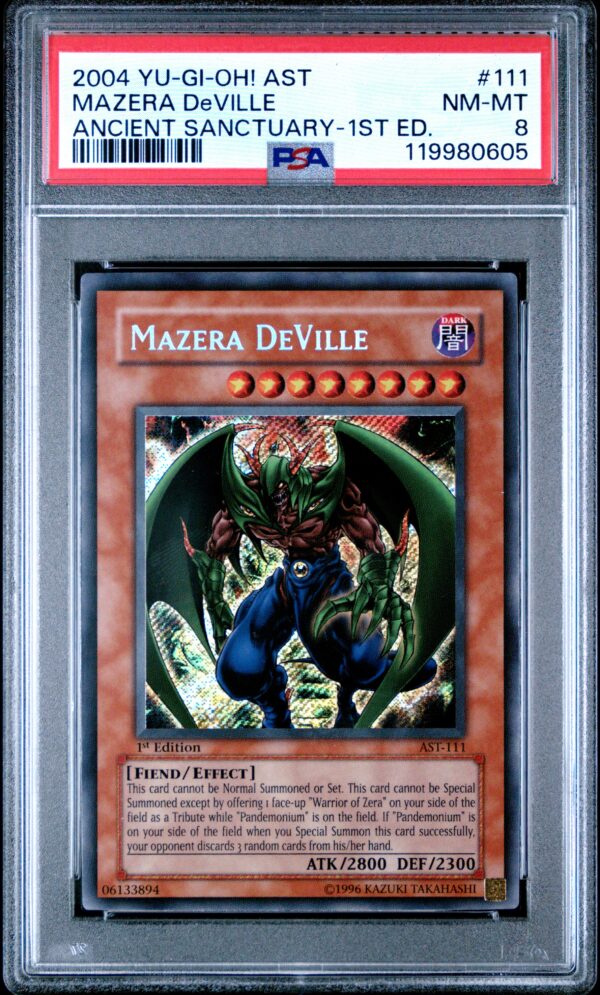 2004 Yu-Gi-Oh! Ancient Sanctuary Mazera Deville 1st Edition #AST-111 (PSA 8) (Front)