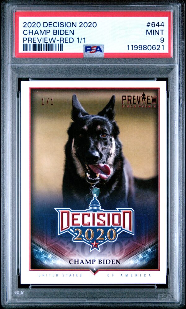 2020 Leaf Decision Champ Biden Preview Red #644 (/1) (PSA 9) (Front)
