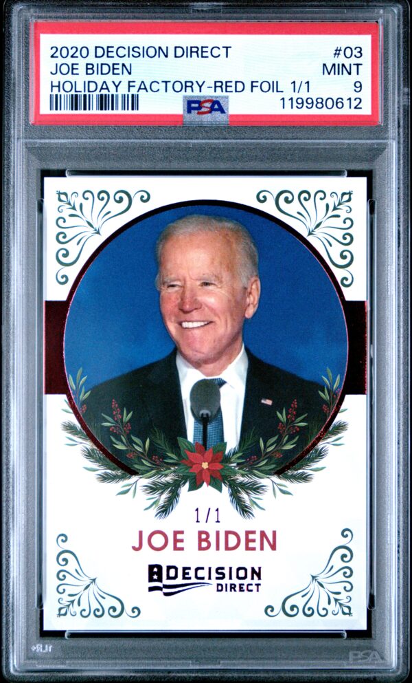 2020 Leaf Decision Direct Joe Biden Holiday Factory Red Foil #03 (/1) (PSA 9) (Front)