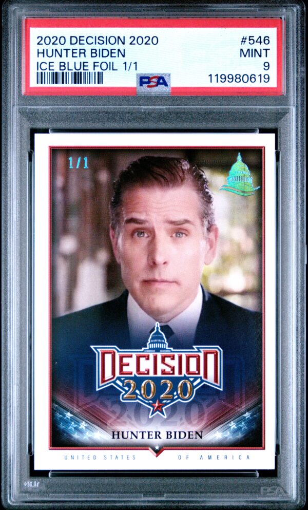 2020 Leaf Decision Hunter Biden Capitol Ice Blue Foil #546 (/1) (PSA 9) (Front)