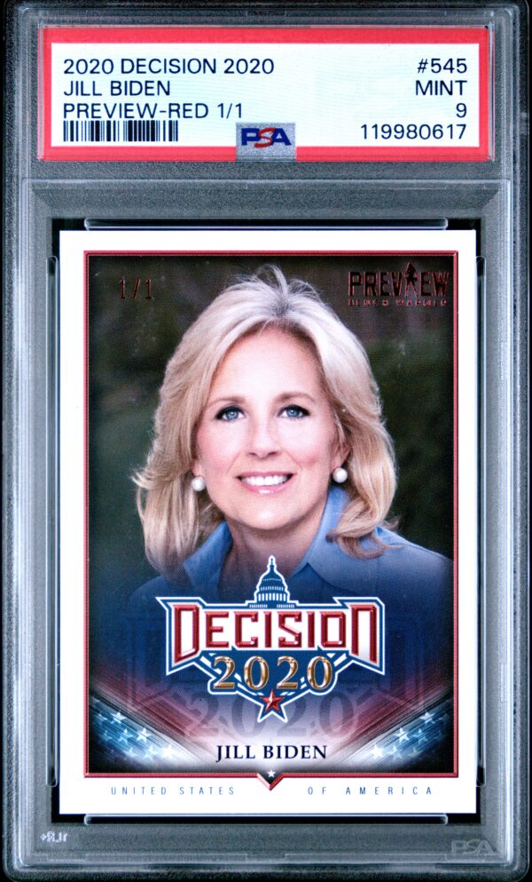 2020 Leaf Decision Jill Biden Preview Red #545 (/1) (PSA 9) (Front)